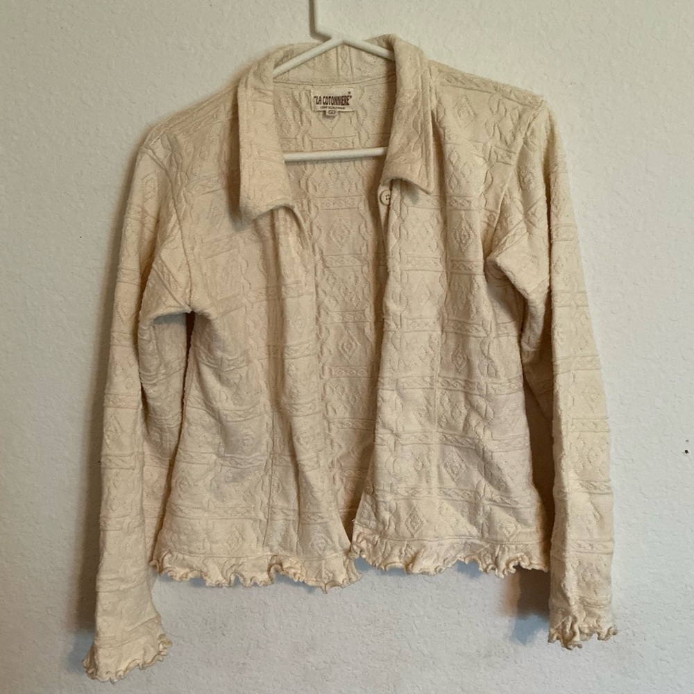 Cream Textured Women's Cardigan